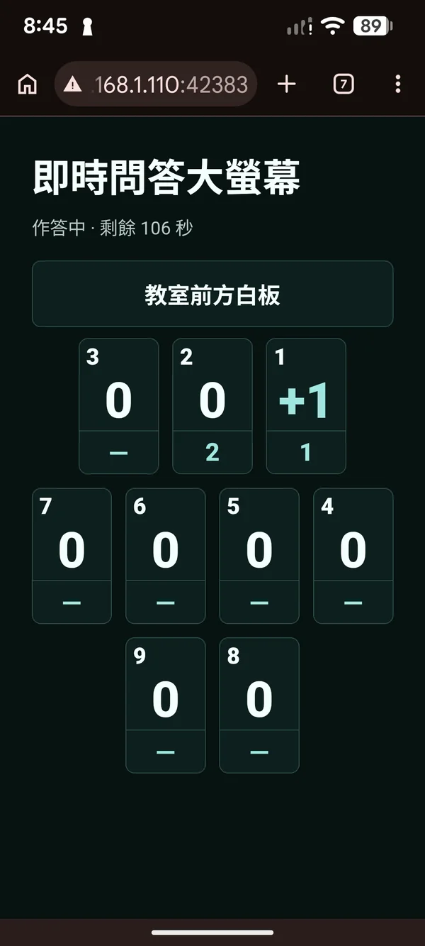 TV 保留目前分數並等待教師操作