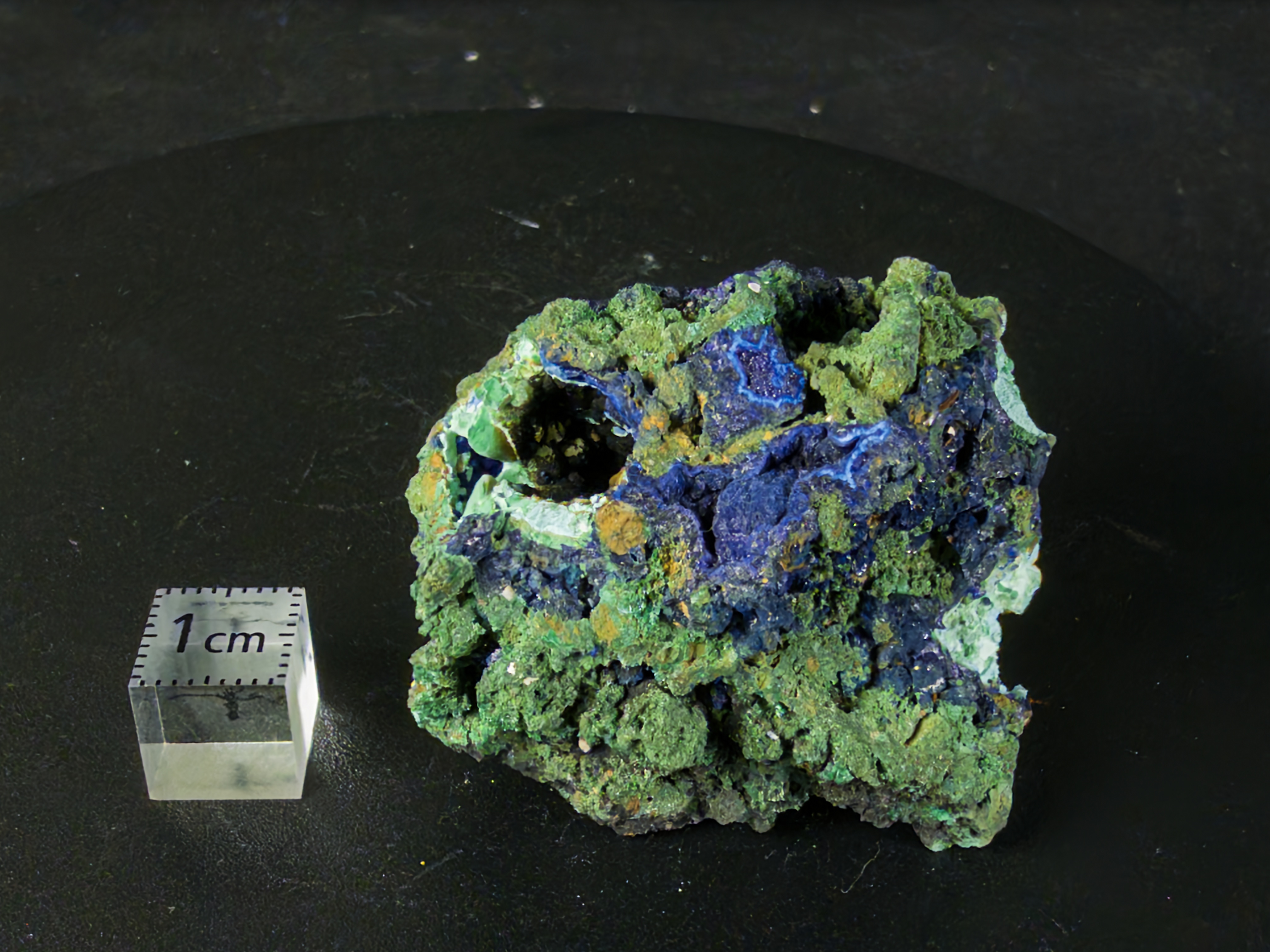 孔雀石和藍銅礦共生 – Fluorescent Minerals Shop